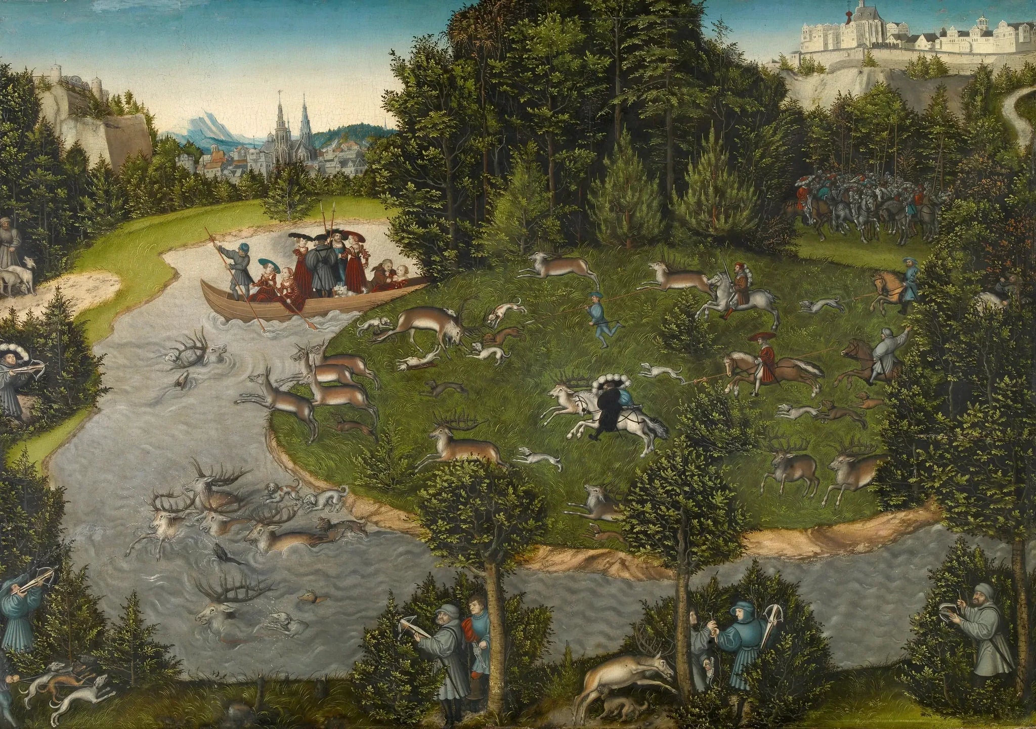 Chasse au cerf de l'électeur Frédéric le Sage - Lucas Cranach the Elder image 1 copie de tableau peinte à la main