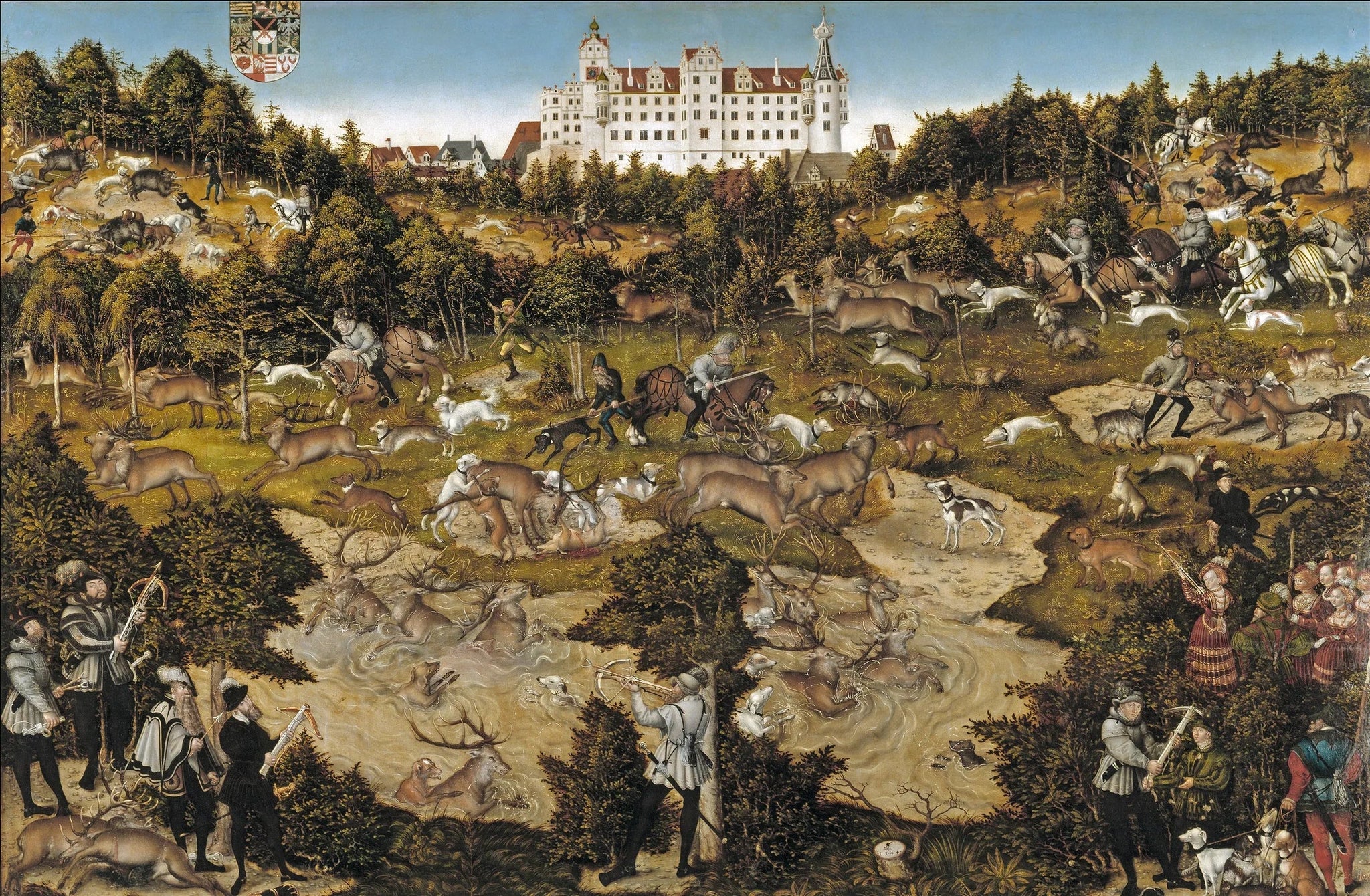 Chasse au château de Torgau en l'honneur de Charles Quint - Lucas Cranach the Elder image 1 copie de tableau peinte à la main