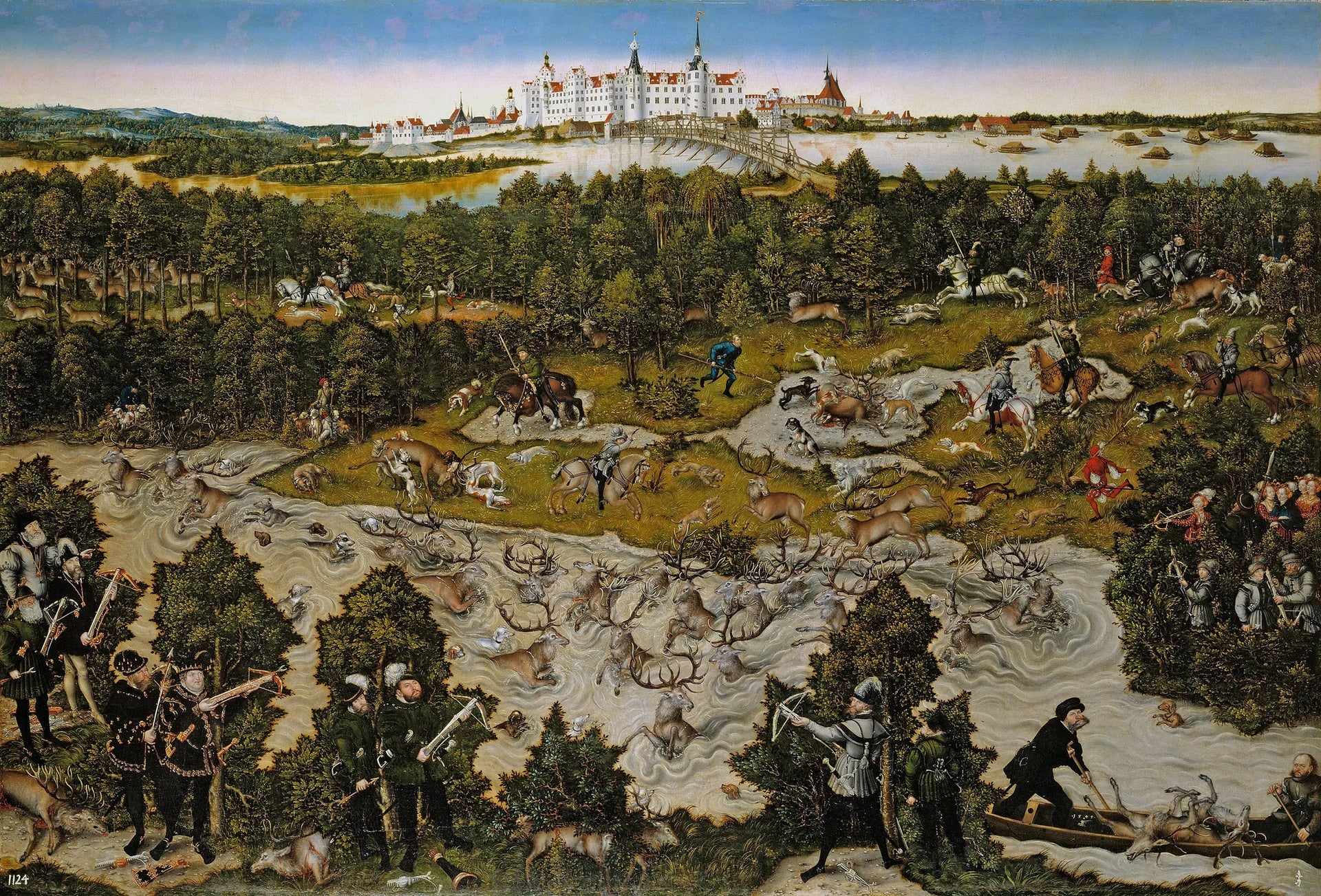 Chasse au château de Torgau en l'honneur de Ferdinand Ier - Lucas Cranach the Elder image 1 copie peinte à la main à l’huile