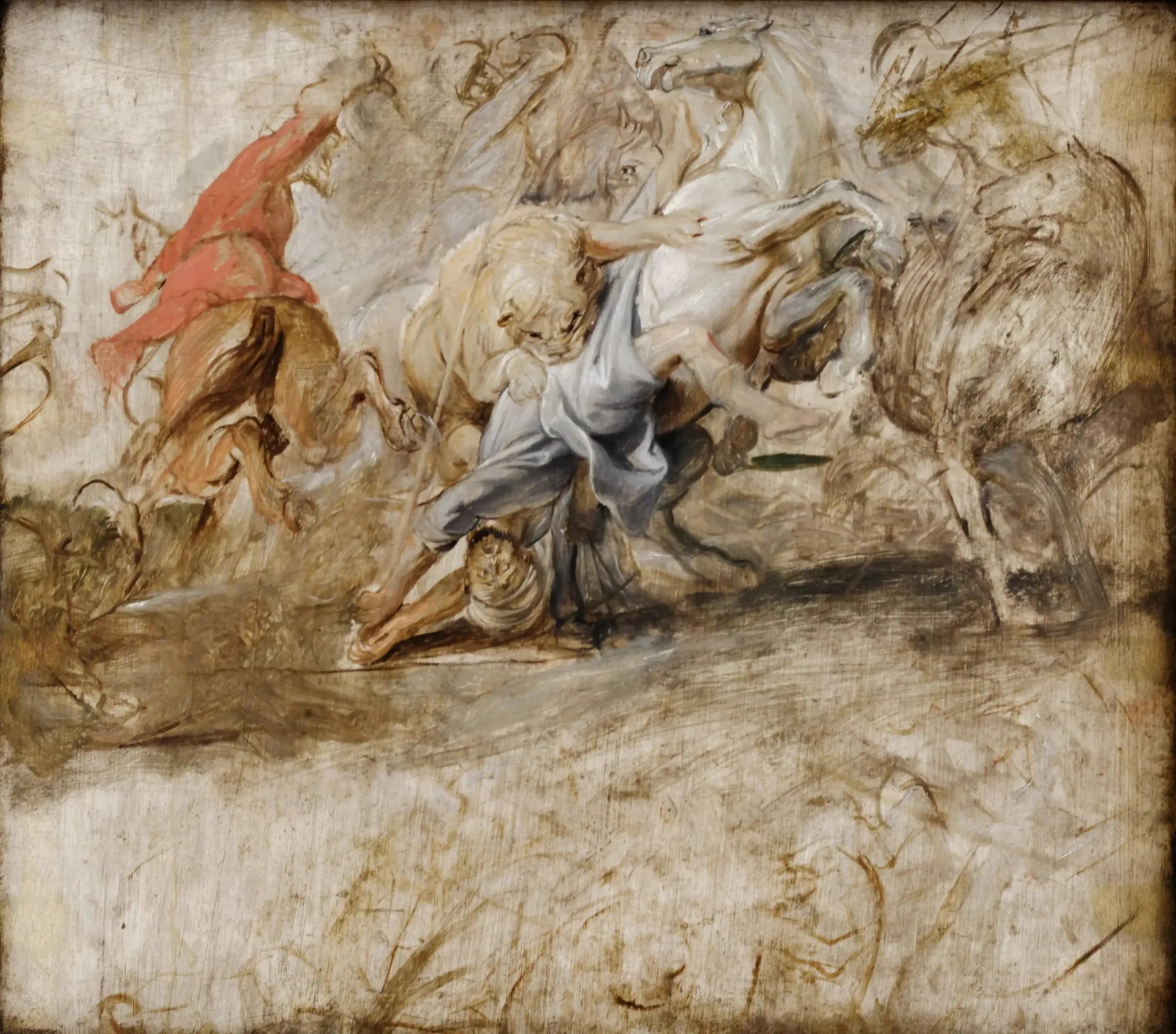 Chasse au lion (esquisse) - Peter Paul Rubens image 1 reproduction de peinture à l’huile
