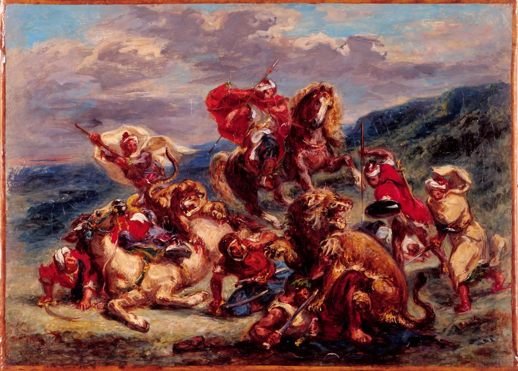 Chasse au lion - Eugène Delacroix image 1 reproduction de peinture à l’huile