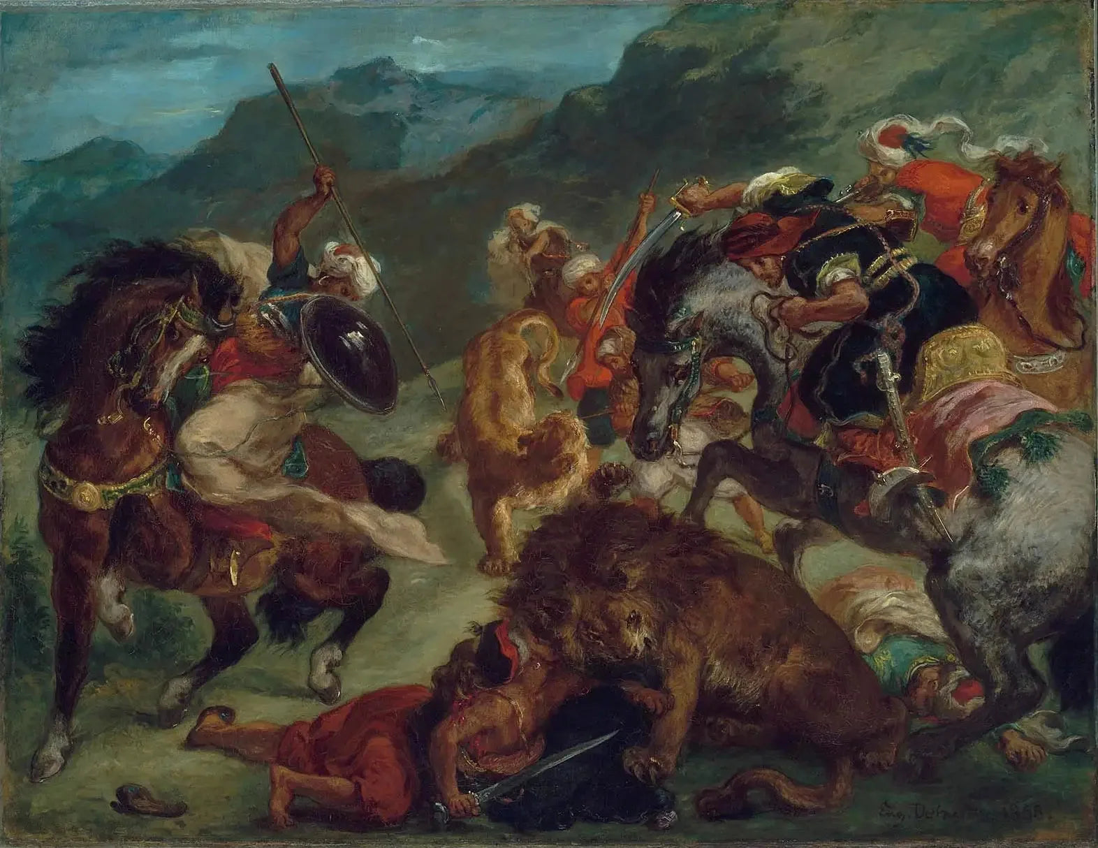 Chasse au lion - Eugène Delacroix image 1 tableau peint à l’huile sur toile