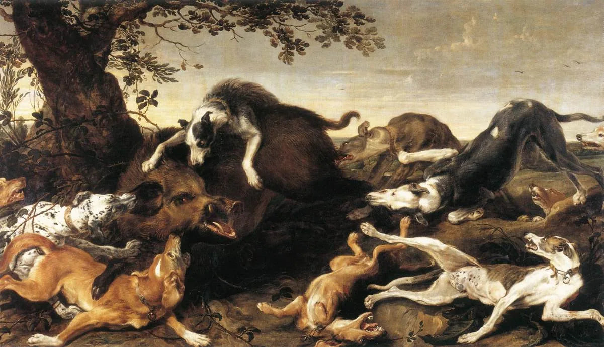 Chasse au sanglier - Frans Snyders image 1 reproduction artisanale de tableau
