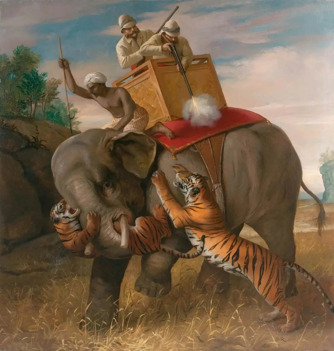 Chasse au tigre - Briton Rivière image 1 tableau peint à l’huile sur toile
