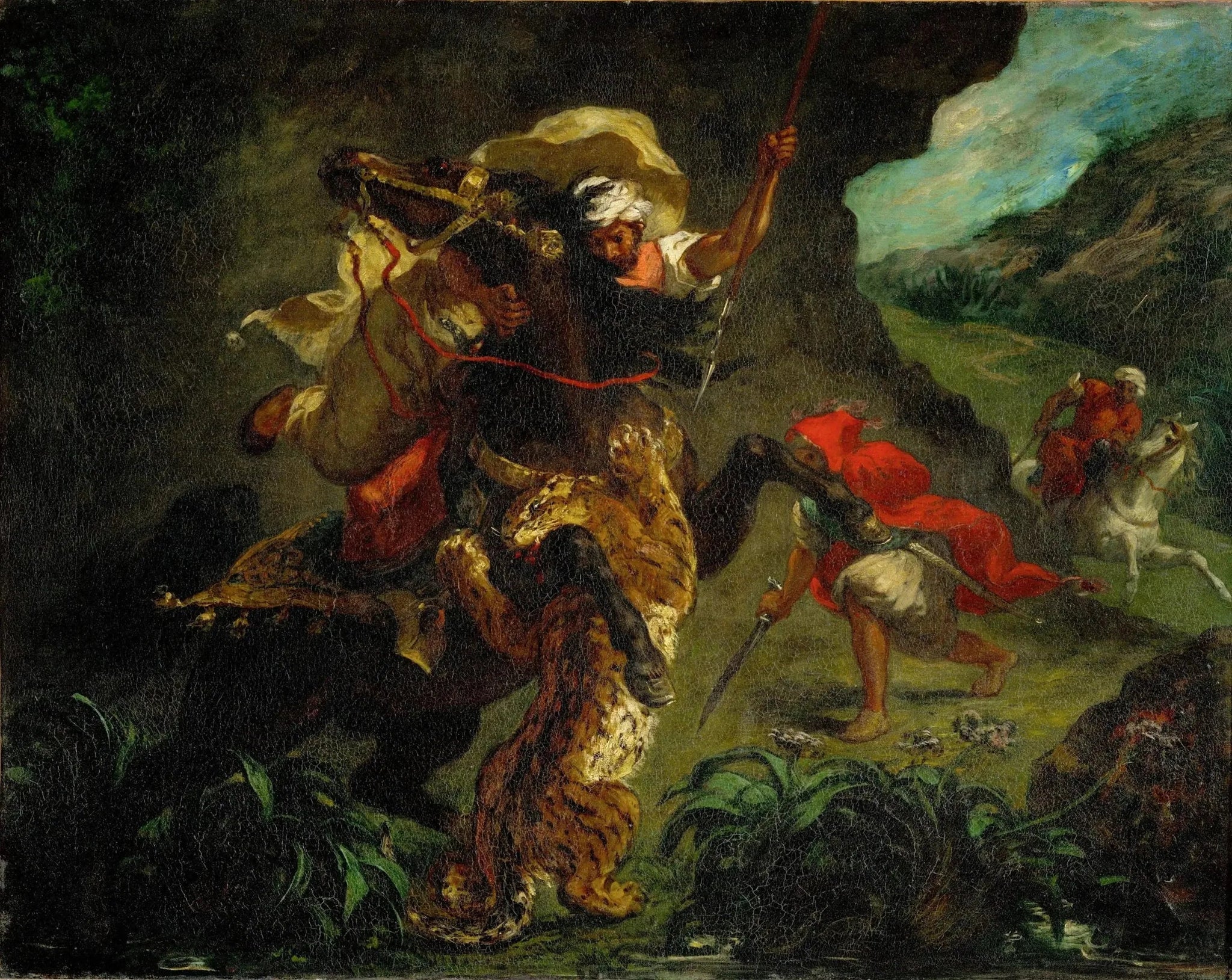 Chasse au tigre - Eugène Delacroix image 1 copie peinte à la main à l’huile