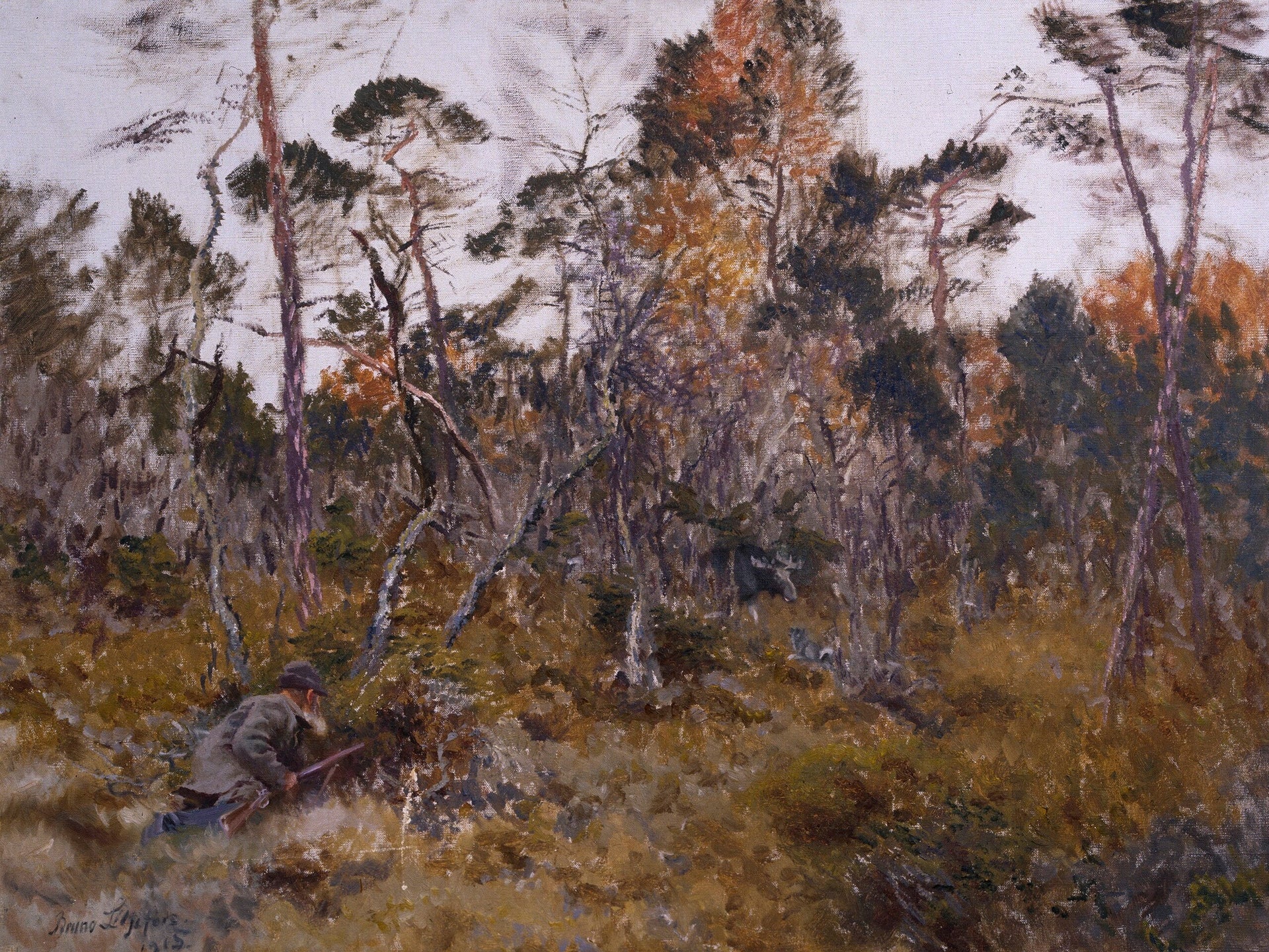 Chasse au wapiti - Bruno Liljefors image 1 tableau peint à l’huile sur toile