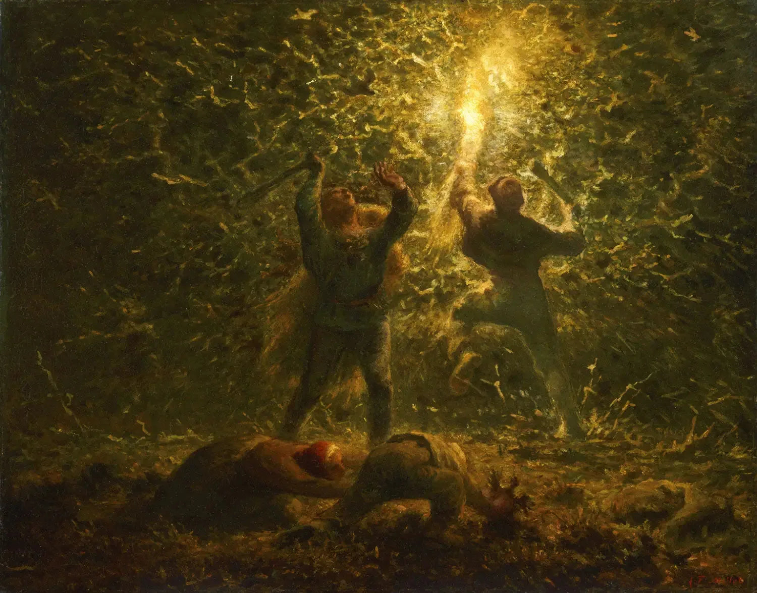 Chasse aux oiseaux de nuit - Jean-François Millet image 1 reproduction de peinture à l’huile