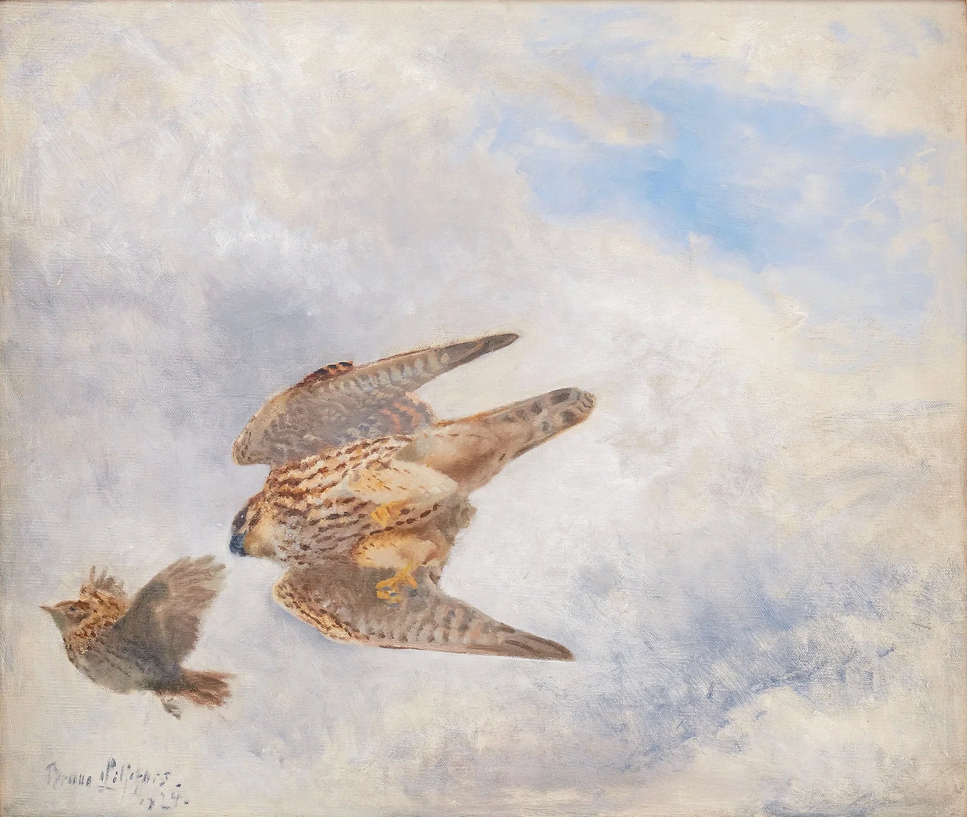 Chasse aux oiseaux de proie - Bruno Liljefors image 1 tableau peint à l’huile sur toile