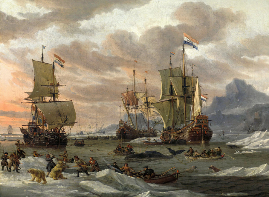 Chasse à la baleine dans la mer Arctique - Abraham Storck
