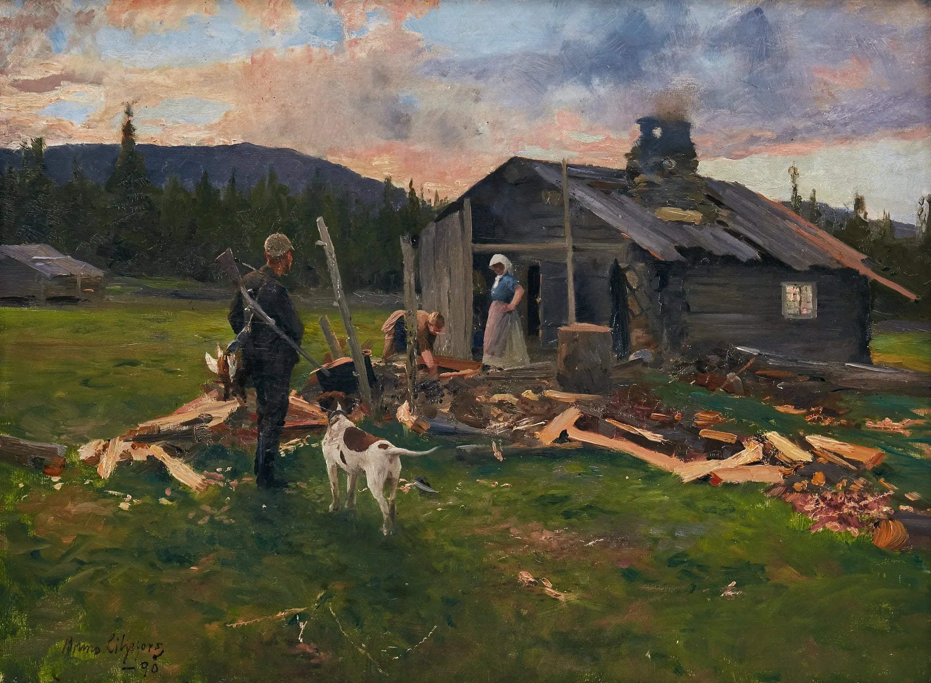 Chasseur - Bruno Liljefors image 1 copie peinte à la main à l’huile
