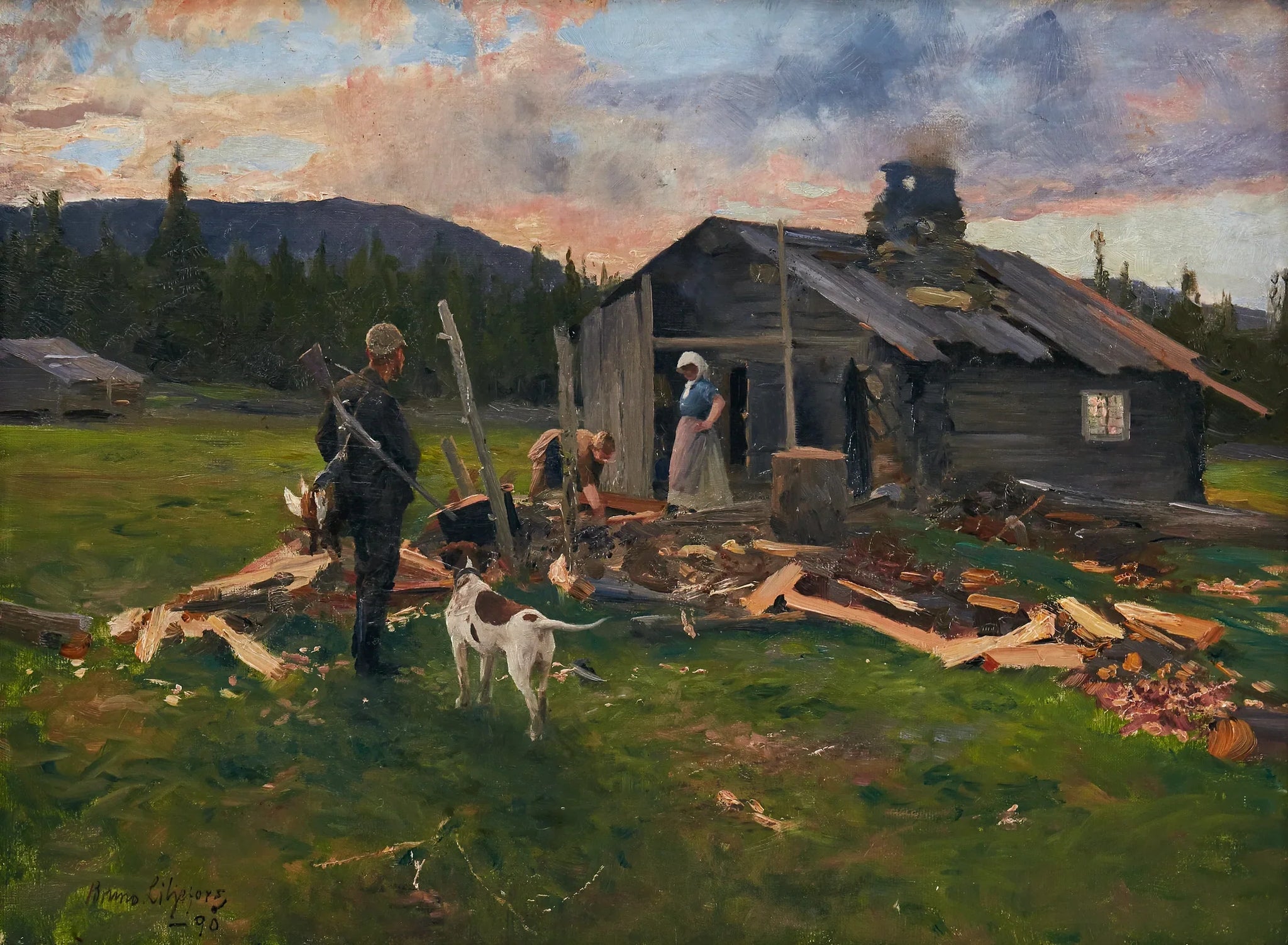 Chasseur - Bruno Liljefors image 1 copie peinte à la main à l’huile