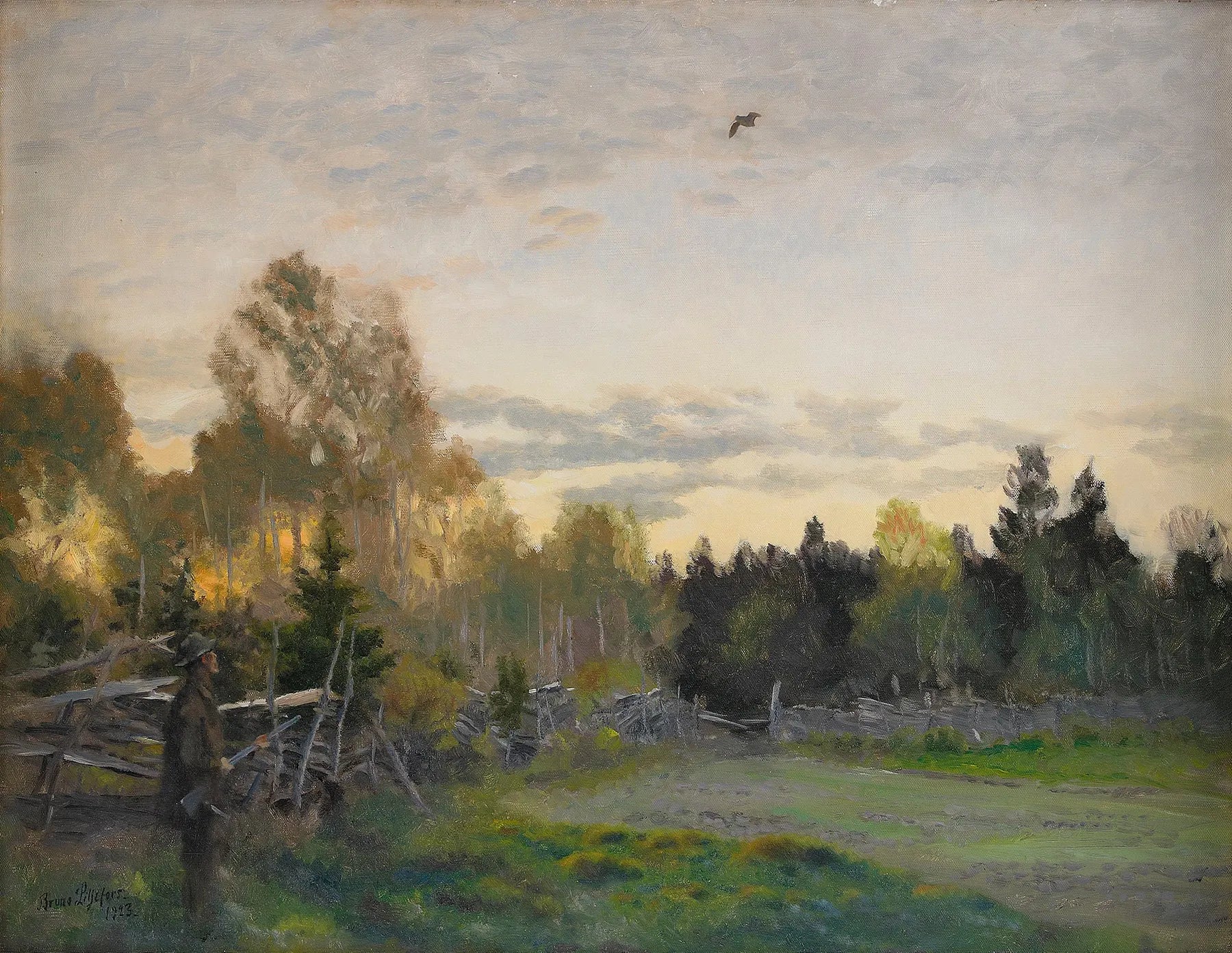 Chasseur dans un paysage d'automne - Bruno Liljefors image 1 reproduction réalisée par Alpha Reproduction