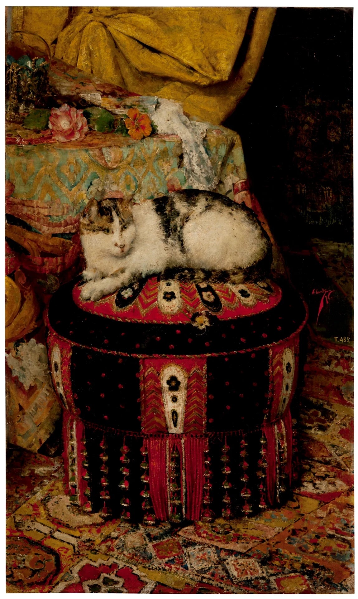 Un chat allongé sur un oreiller - Genaro Rodríguez Olavide