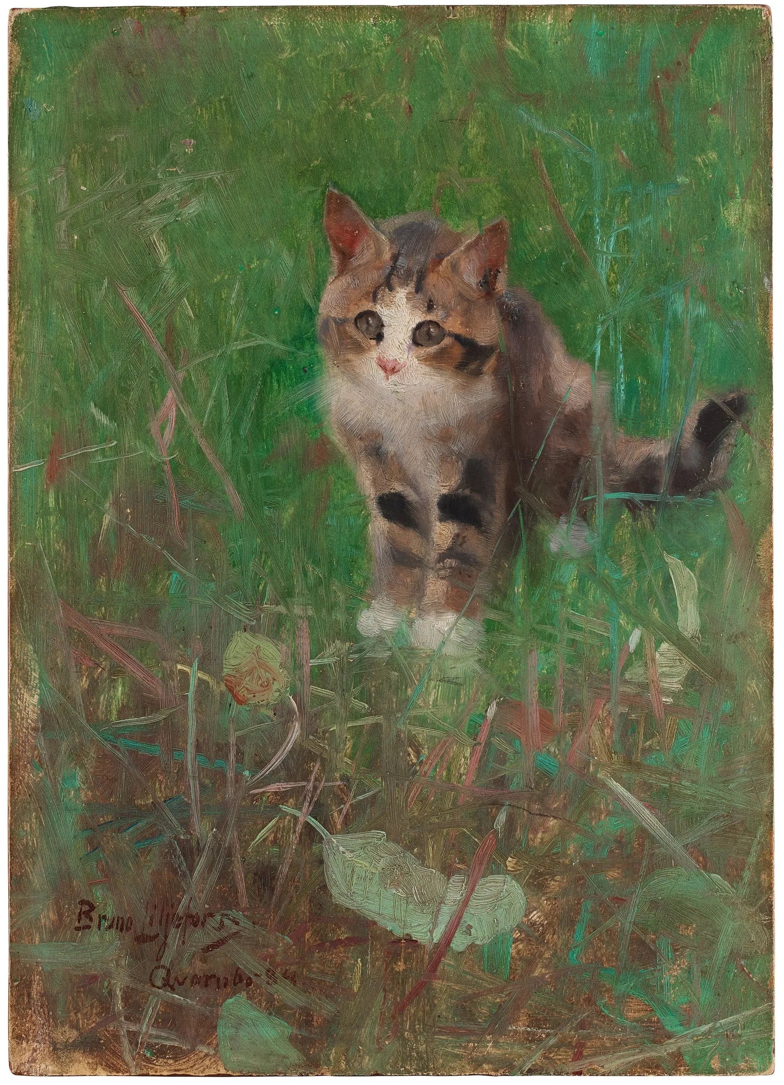 Chat dans la verdure estivale - Bruno Liljefors image 1 reproduction d’œuvre d’art à l’huile