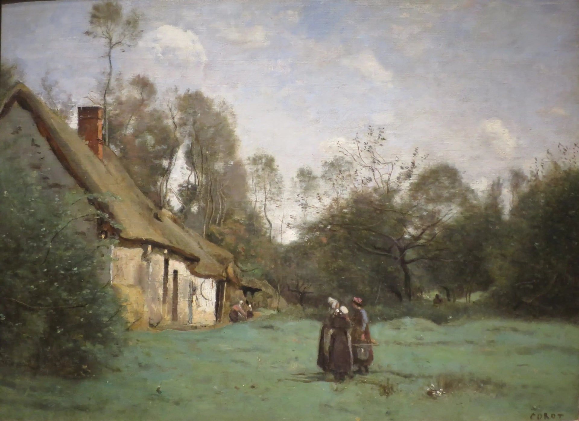 Chaumière en Normandie - Jean-Baptiste Camille Corot image 1 reproduction de peinture à l’huile