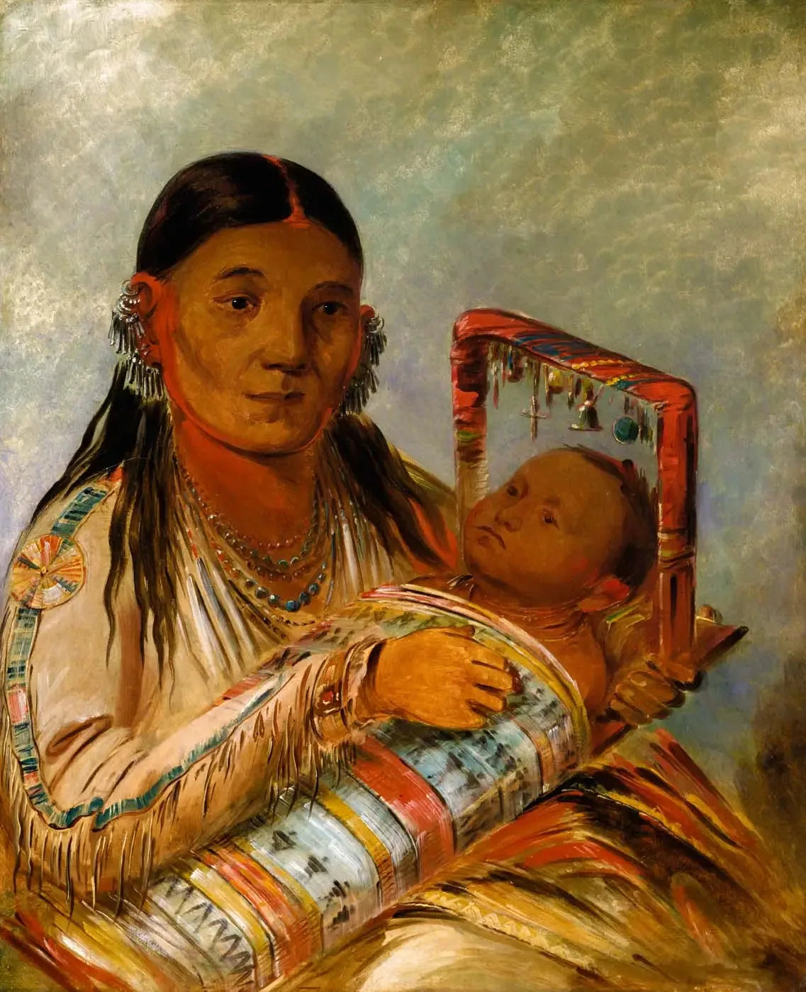Chée-ah-ká-tchée, épouse de Nót-to-way - George Catlin image 1 copie peinte à la main à l’huile