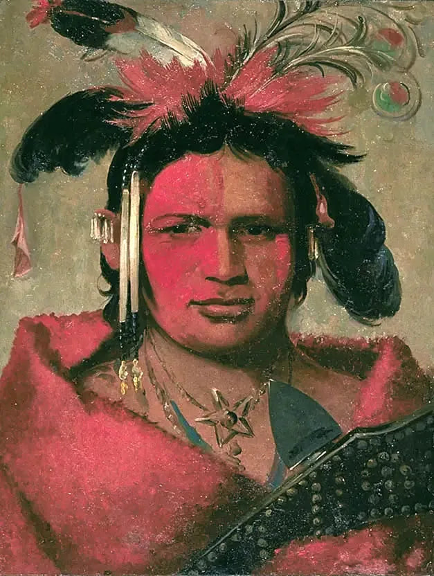 Chee-me-náh-na-quet, Grand Nuage, fils de Grizzly Bear - George Catlin image 1 tableau peint à l’huile sur toile