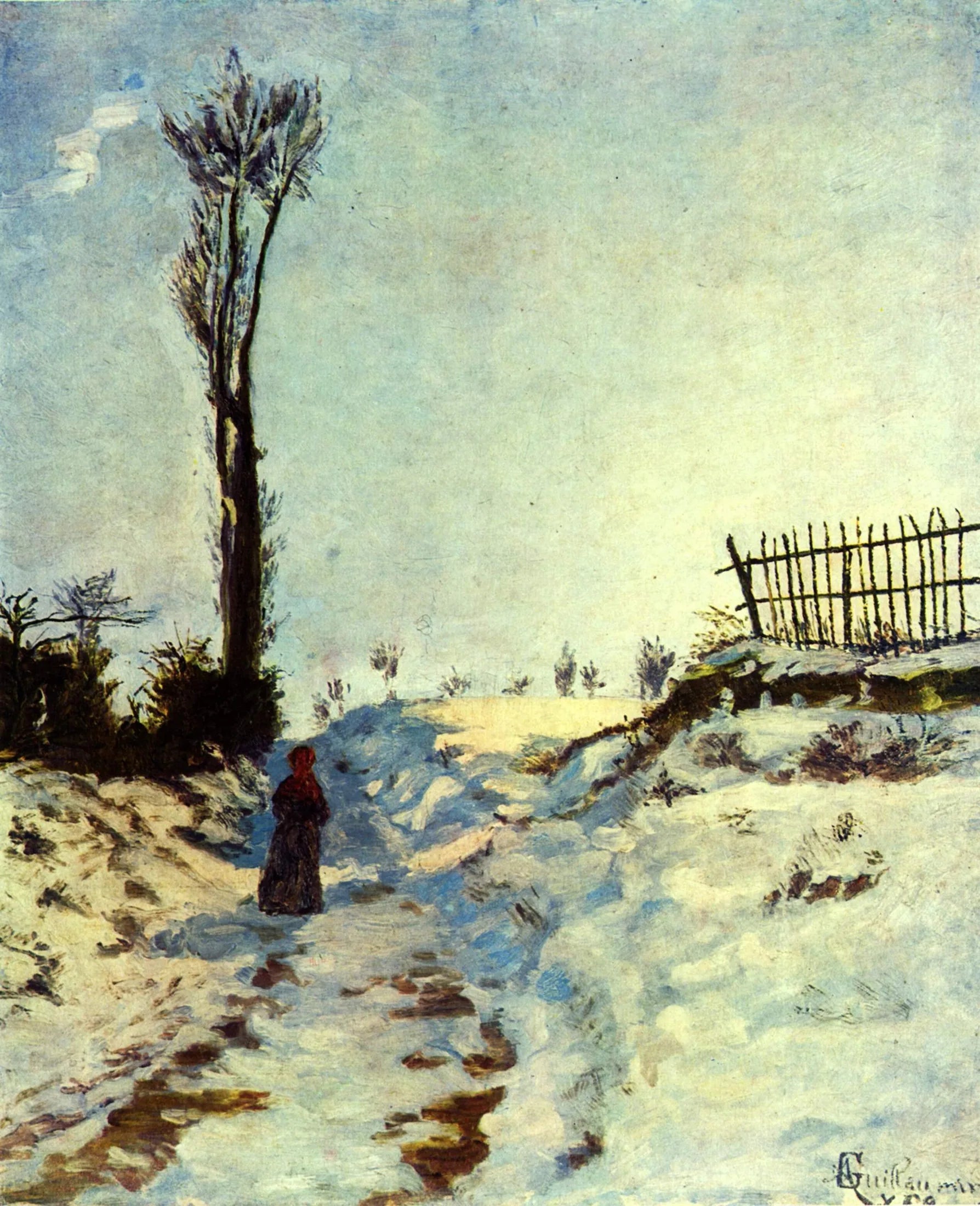Chemin creux, effet de neige - Armand Guillaumin image 1 reproduction de peinture à l’huile
