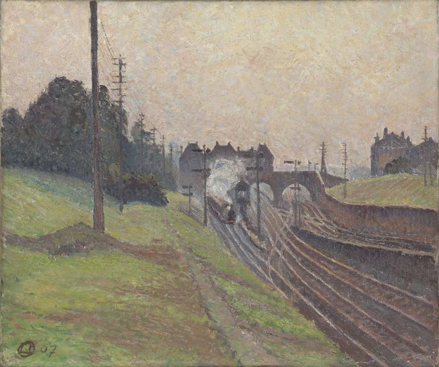 Chemin de fer Great Western, Acton - Lucien Pissarro image 1 copie peinte à la main à l’huile