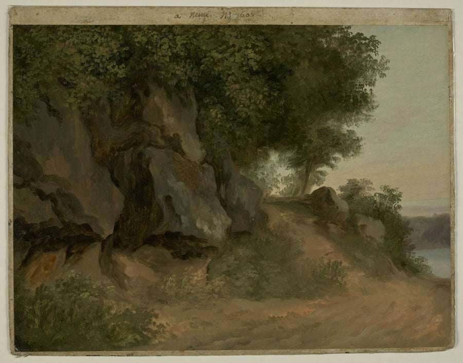 Chemin rocheux près du lac de Nemi, dit aussi : Nemi. Rochers - Pierre de Valenciennes