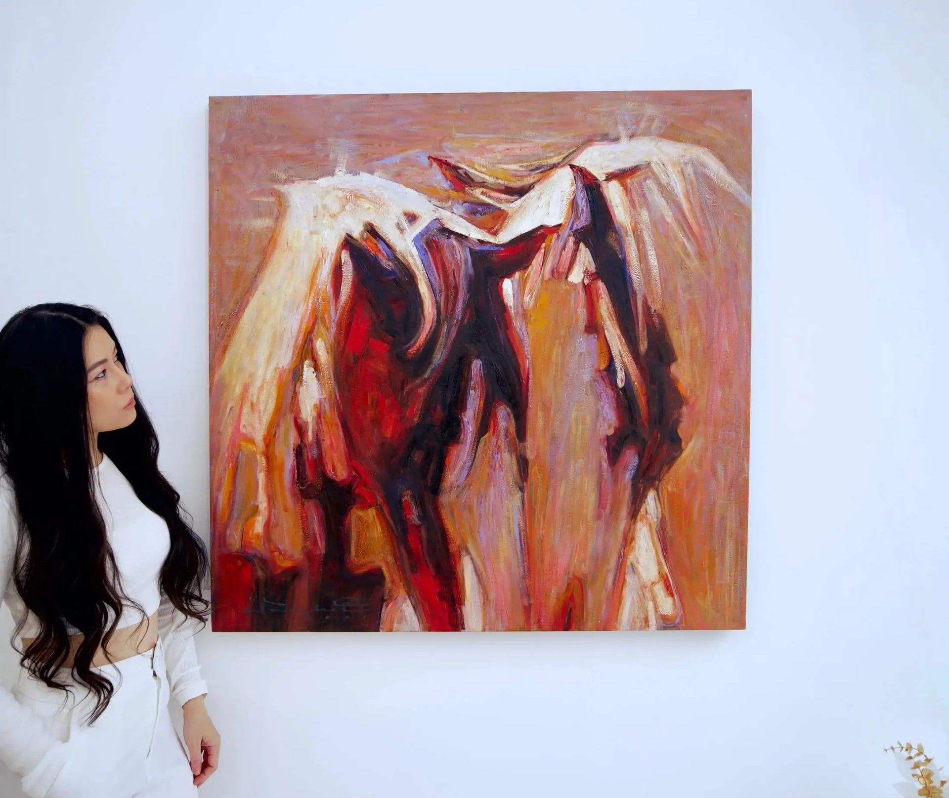 Cheval Abstrait | 100 x 100 cm image 2 copie peinte à la main à l’huile