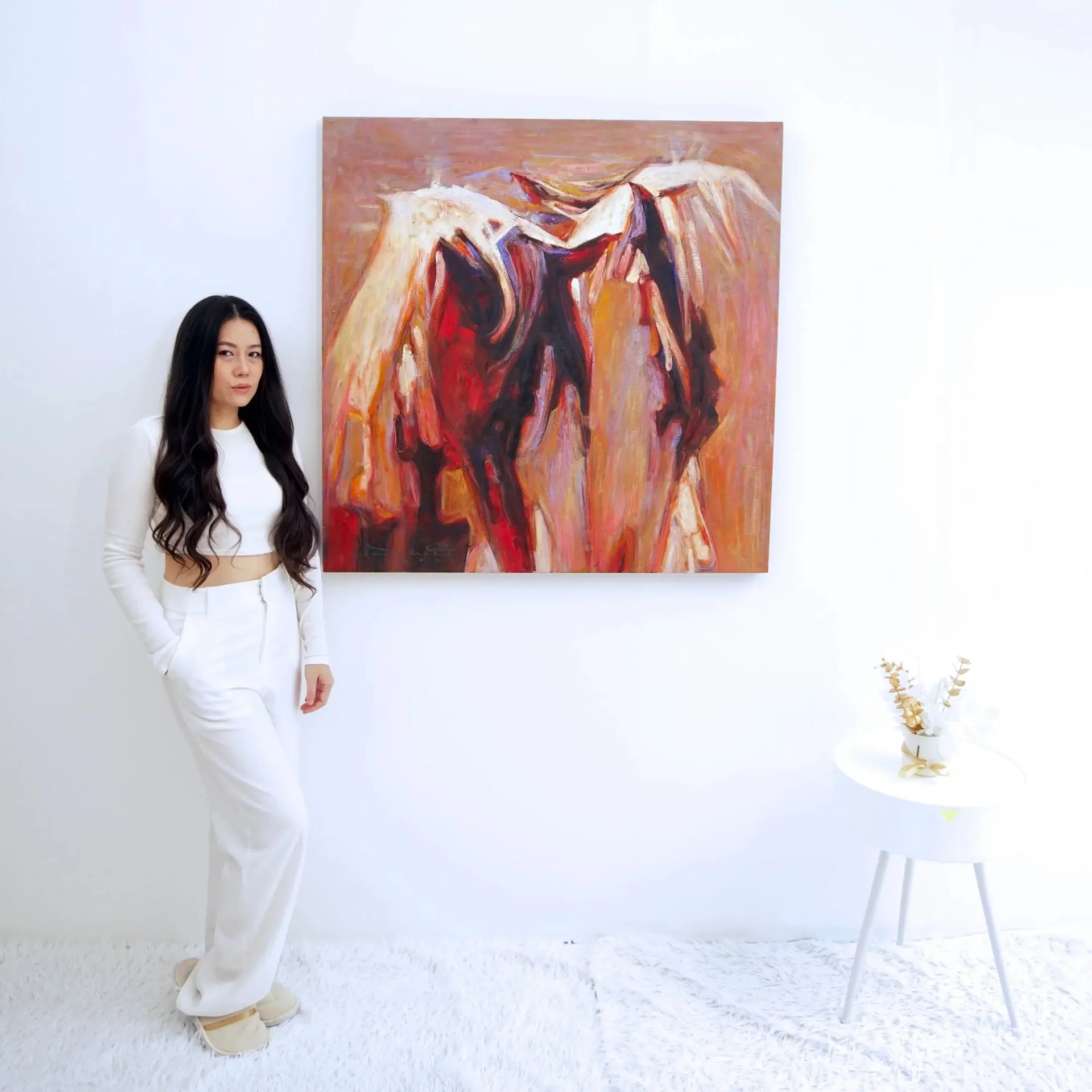 Cheval Abstrait | 100 x 100 cm image 3 reproduction d’œuvre d’art à l’huile