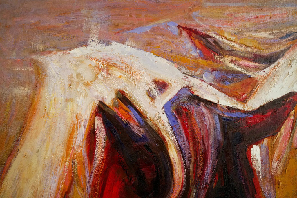 Cheval Abstrait | 100 x 100 cm image 8 reproduction artisanale de tableau