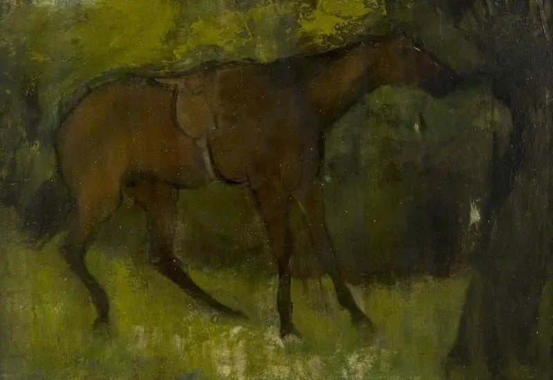 Cheval attaché à un arbre - Edgar Degas image 1 reproduction artisanale de tableau