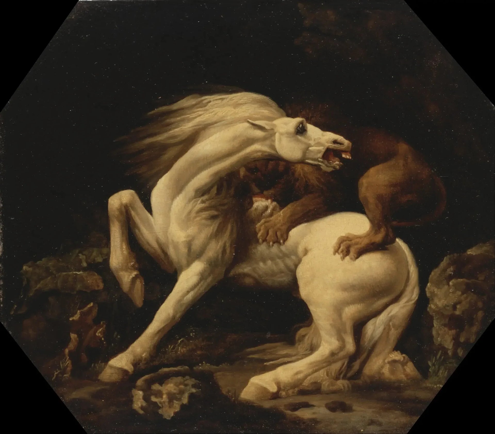 Cheval attaqué par un lion (épisode C) - George Stubbs image 1 reproduction artisanale de tableau