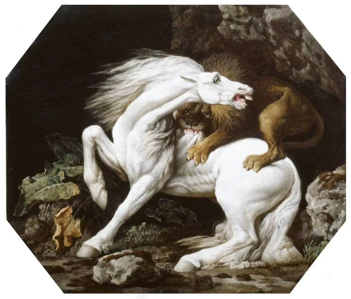 Cheval attaqué par un lion - George Stubbs image 1 copie de tableau peinte à la main