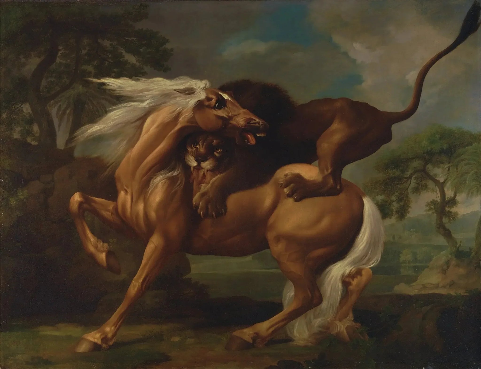 Cheval attaqué par un lion - George Stubbs image 1 reproduction de peinture à l’huile