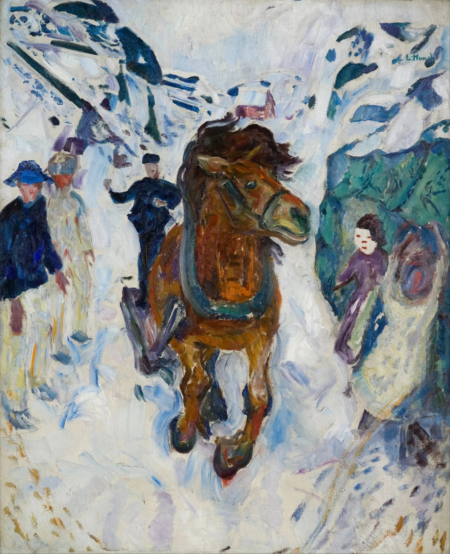 Cheval au galop - Edvard Munch image 1 copie peinte à la main à l’huile