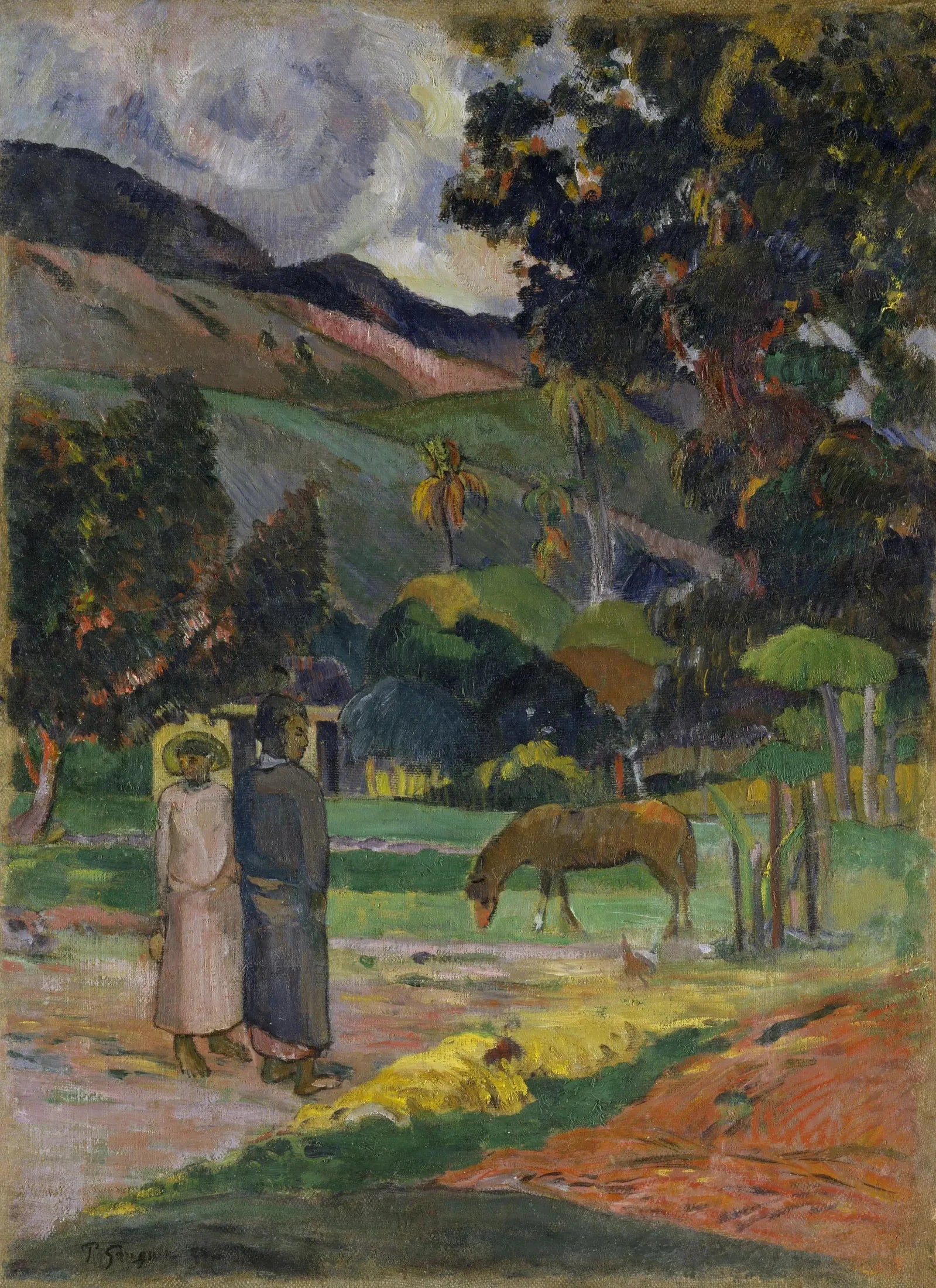 Cheval au pâturage - Paul Gauguin image 1 reproduction artisanale de tableau
