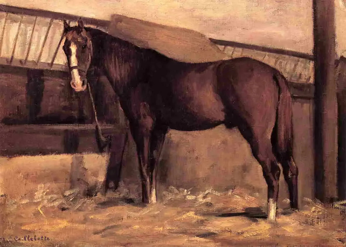 Cheval bai roux à l'écurie - Gustave Caillebotte image 1 copie de tableau peinte à la main