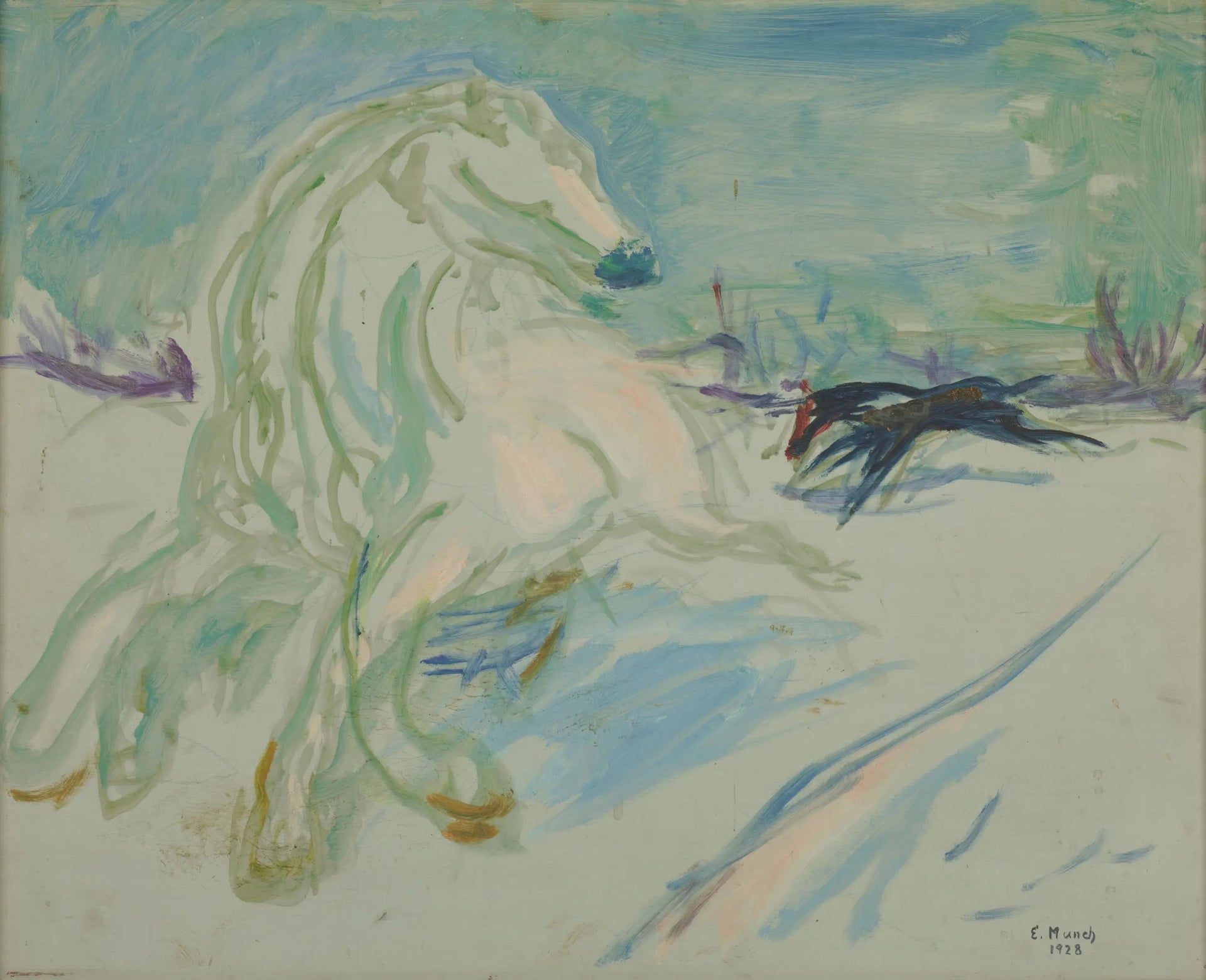 Cheval blanc au galop - Edvard Munch image 1 reproduction d’œuvre d’art à l’huile