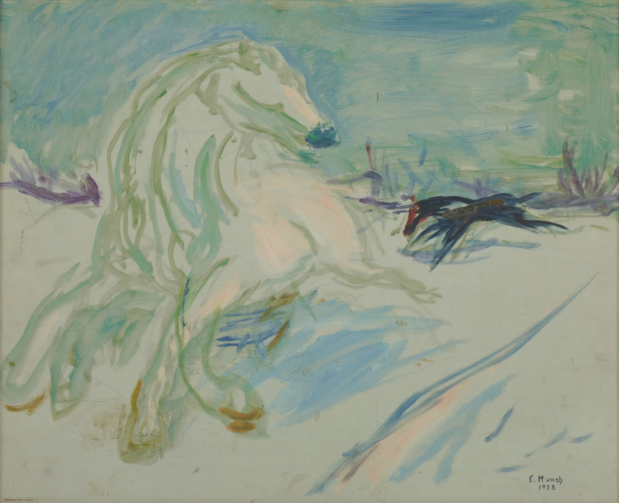 Cheval blanc au galop - Edvard Munch image 1 reproduction d’œuvre d’art à l’huile