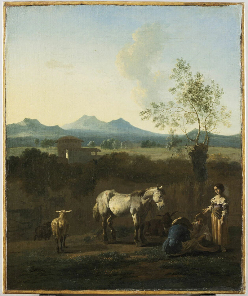 Cheval blanc dans un paysage d'Italie - Karel Dujardin