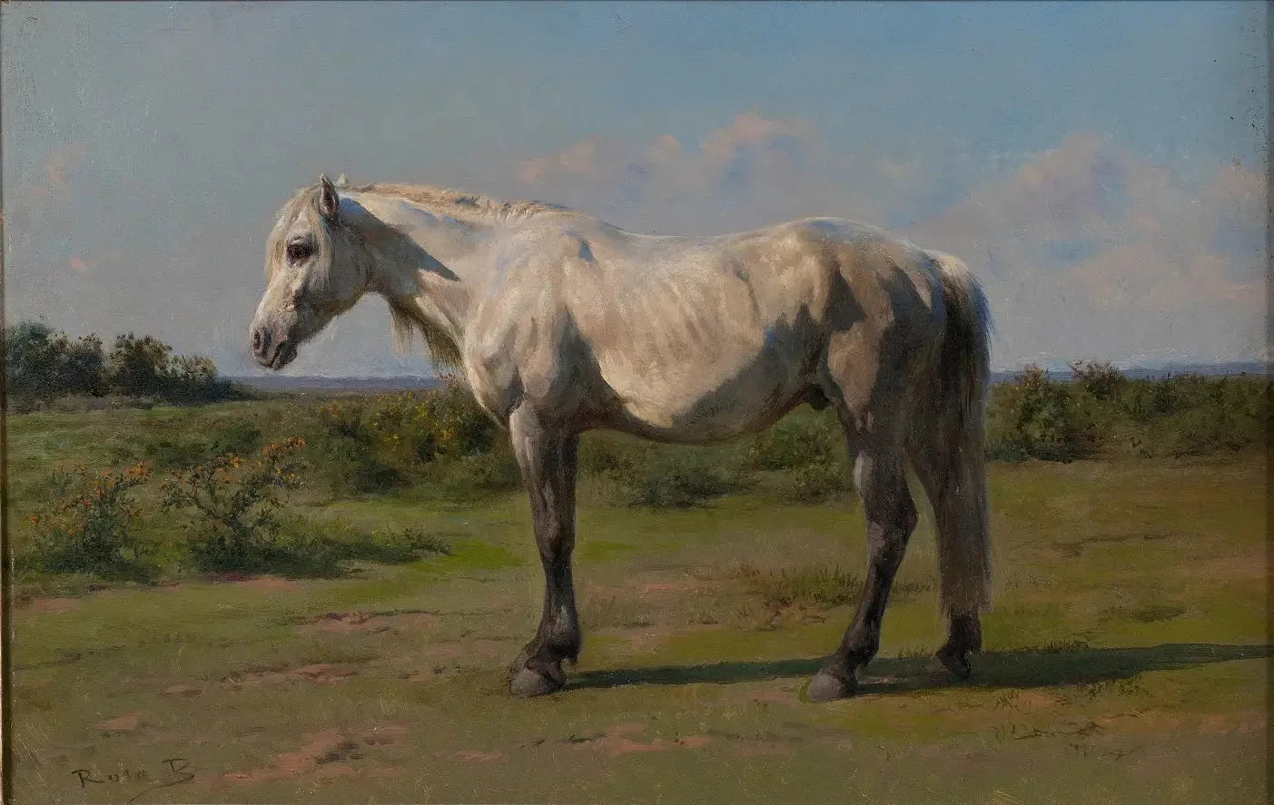 Cheval blanc dans un pré - Rosa Bonheur image 1 tableau peint à l’huile sur toile