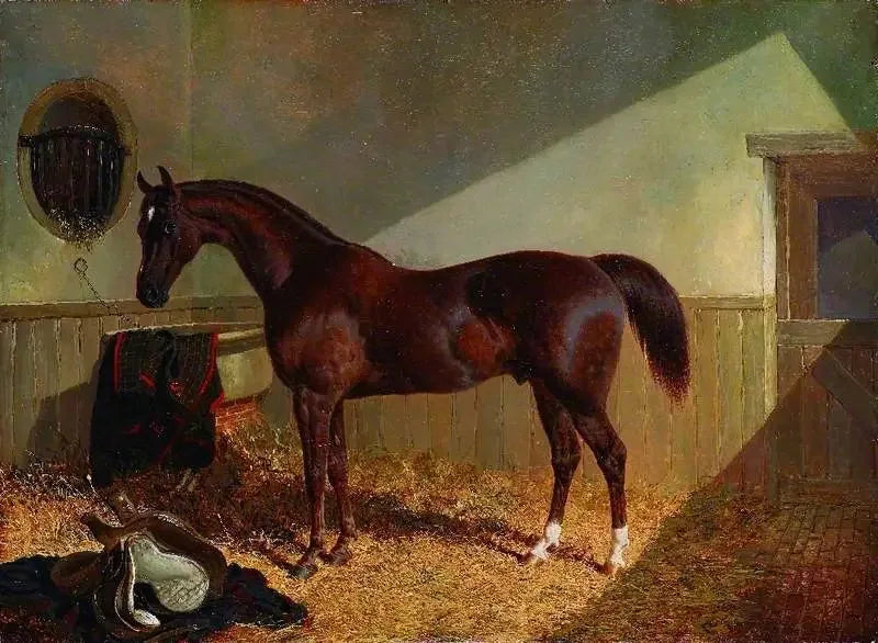 Cheval brun dans une écurie - John Frederick Herring, Sr. image 1 reproduction de peinture à l’huile