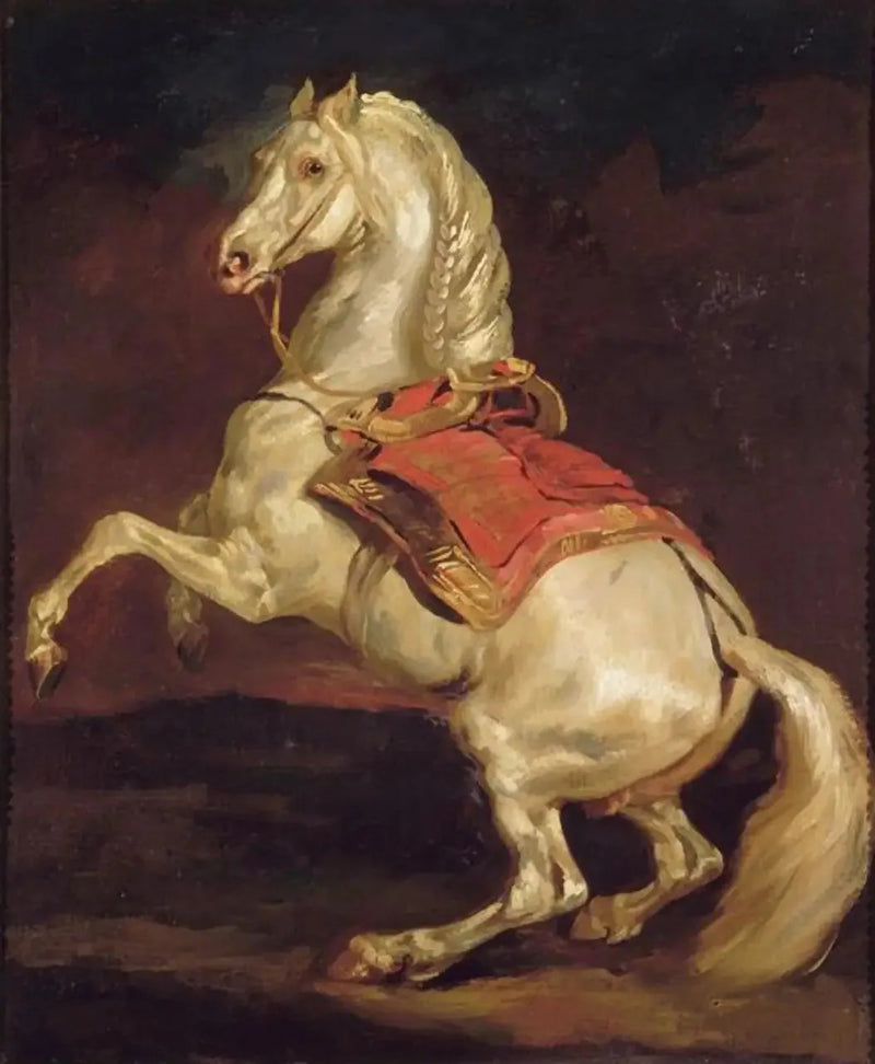 Cheval cabré au tapis de selle rouge - Théodore Géricault