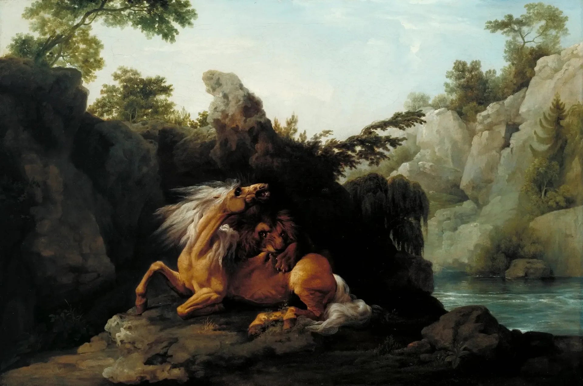 Cheval dévoré par un lion - George Stubbs image 1 reproduction artisanale de tableau