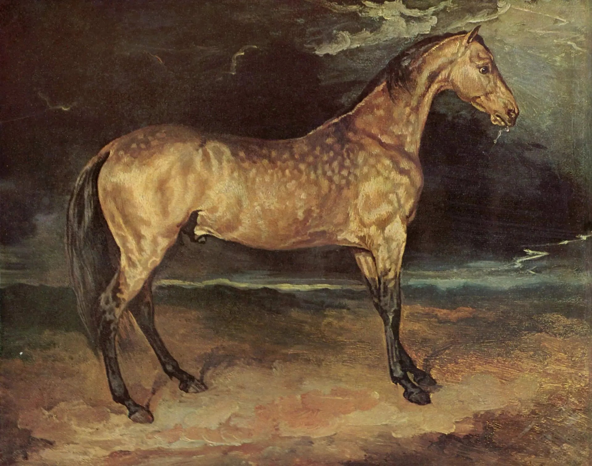 Cheval effrayé par l'orage - Théodore Géricault image 1 copie de tableau peinte à la main