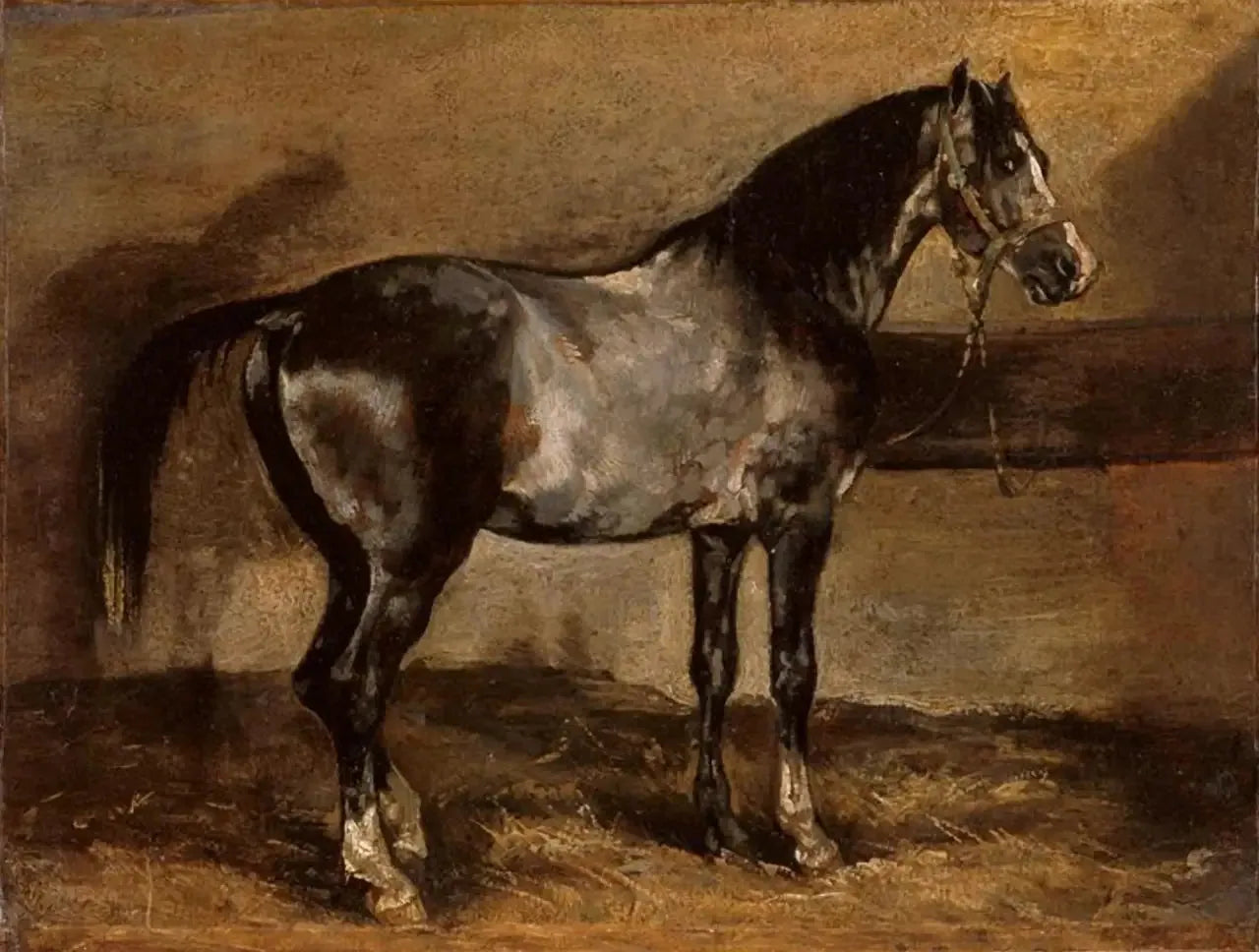 Cheval gris au ratelier - Théodore Géricault image 1 tableau peint à l’huile sur toile