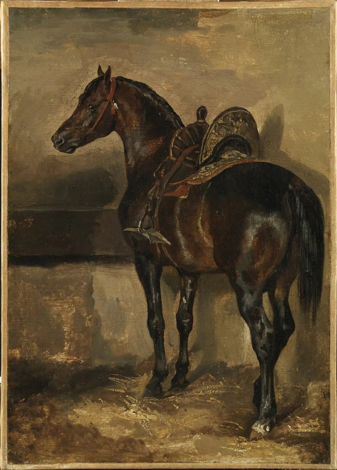 Cheval turc dans une écurie - Théodore Géricault image 1 copie peinte à la main à l’huile