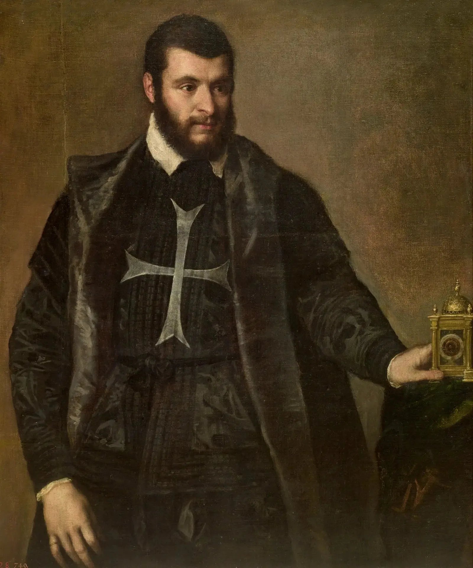 Chevalier avec une horloge - Titian image 1 copie de tableau peinte à la main