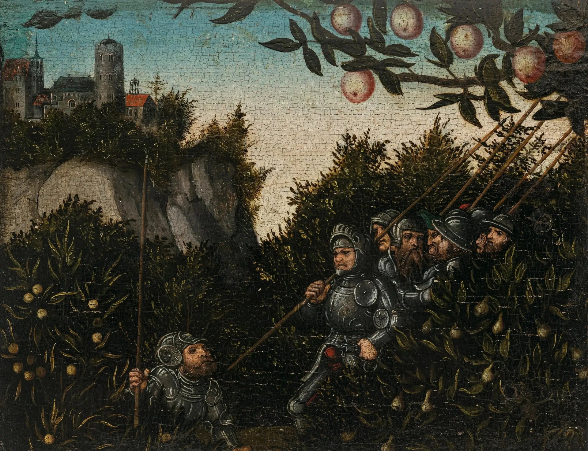 Chevaliers dans le paysage - Lucas Cranach the Elder image 1 tableau peint à l’huile sur toile