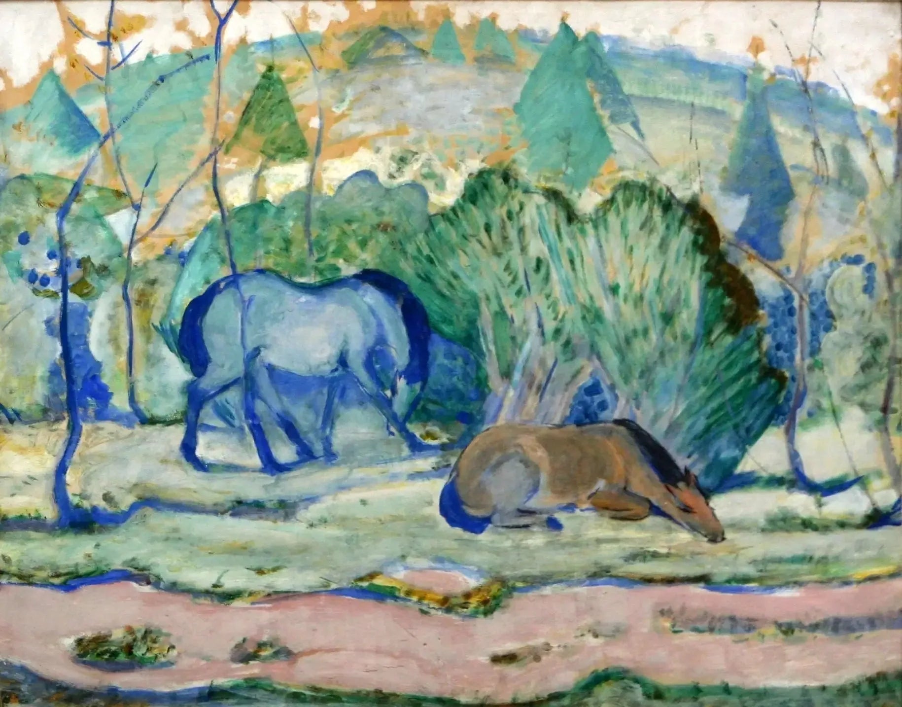 Chevaux au pâturage - Franz Marc image 1 reproduction de peinture à l’huile