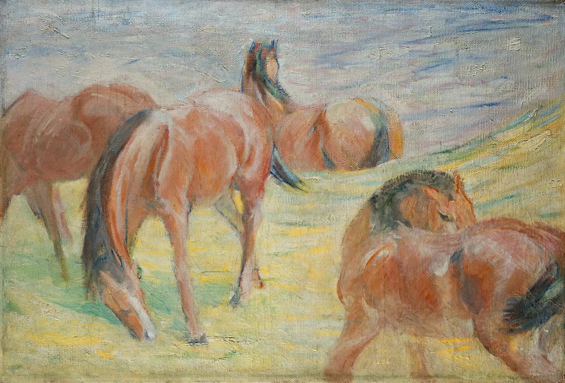 Chevaux au pâturage I - Franz Marc image 1 reproduction de peinture à l’huile
