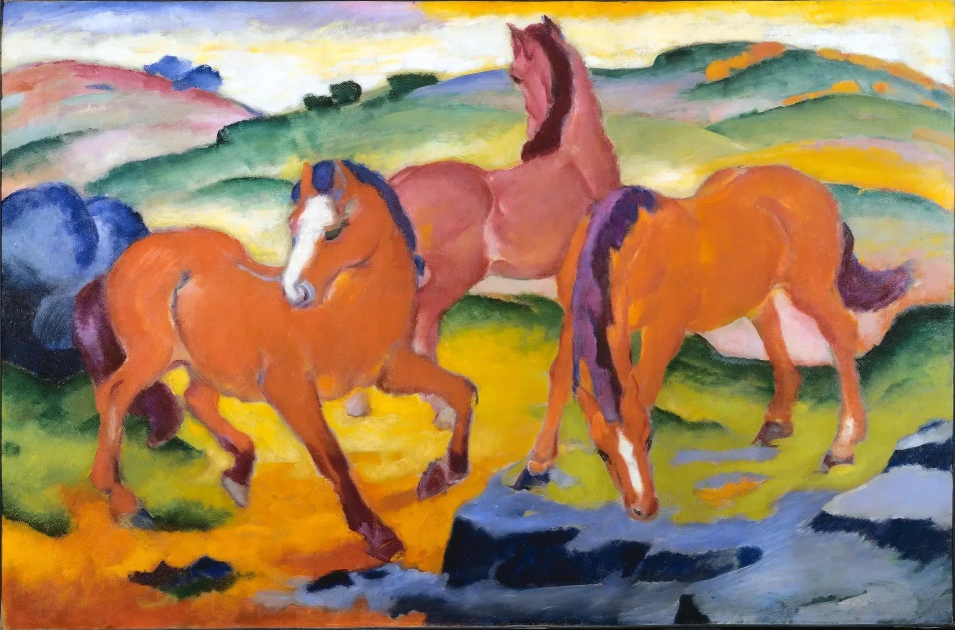 Chevaux au pâturage IV - Franz Marc image 1 tableau peint à l’huile sur toile