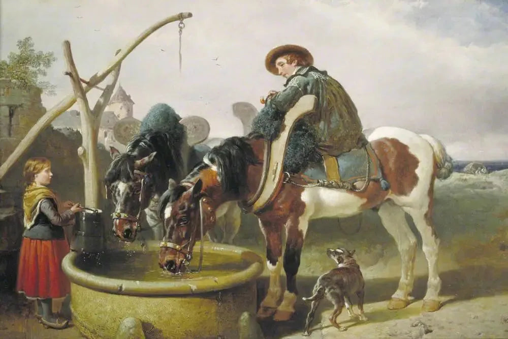 Chevaux au puits et Henry Bright (1814–1873) - John Frederick Herring, Sr. image 1 reproduction de peinture à l’huile